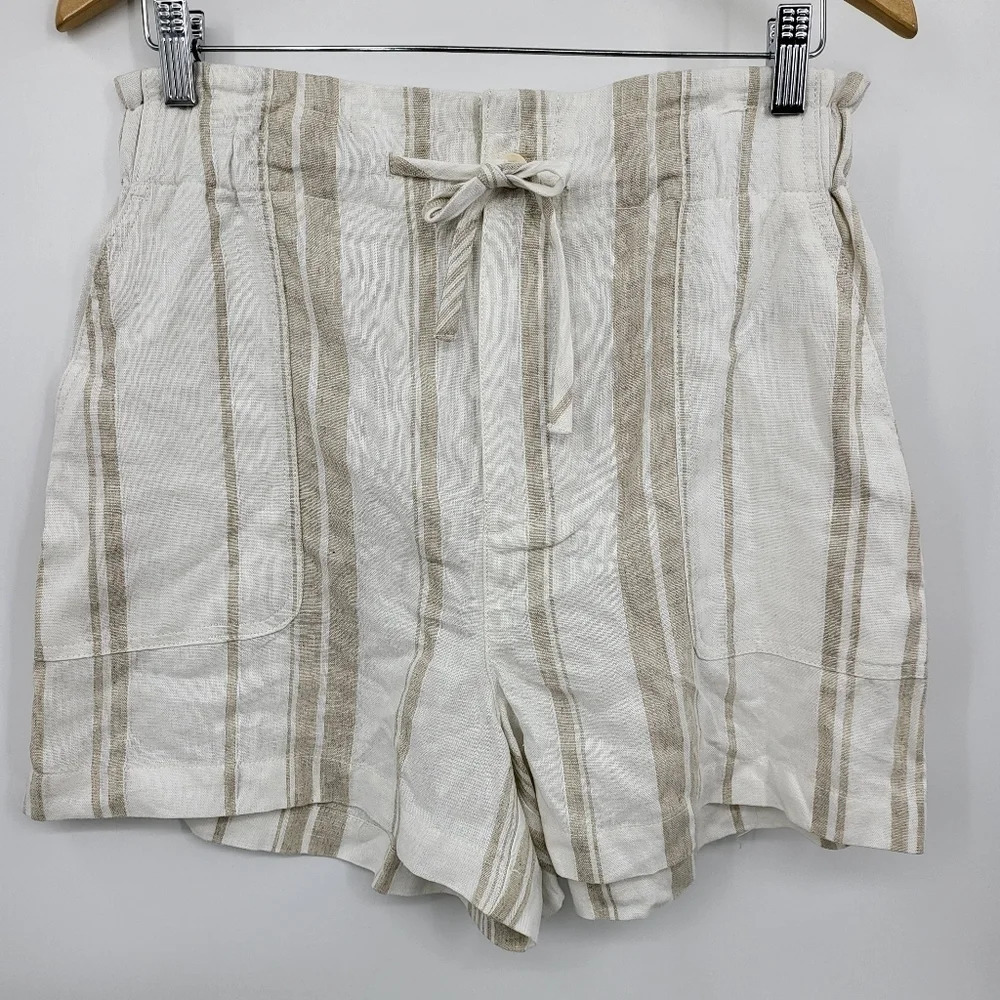 Madewell Women's Linen Blend Striped Elastic Waist Sz Small NEW